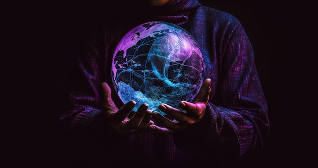 A person holding a globe in their hands