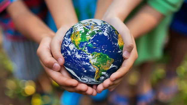 a person holding a globe with the world on it