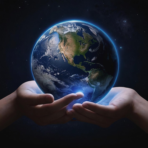 a person holding a globe with the world in their hands