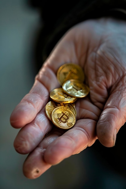 Person Holding Gold Bitcoins