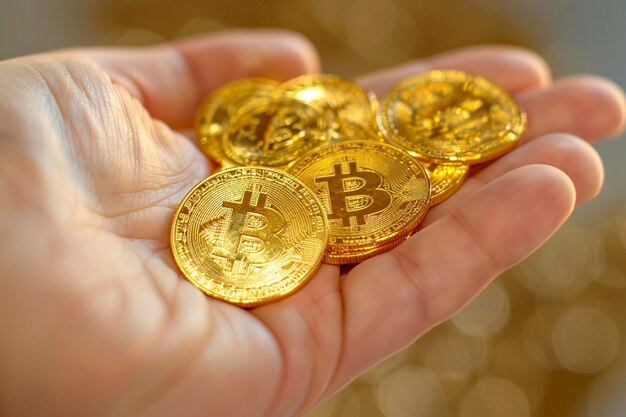 Person Holding Gold Bitcoins