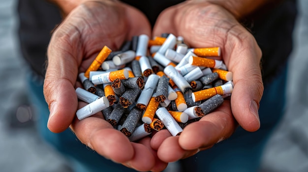 Person Holding Handful of Cigarettes