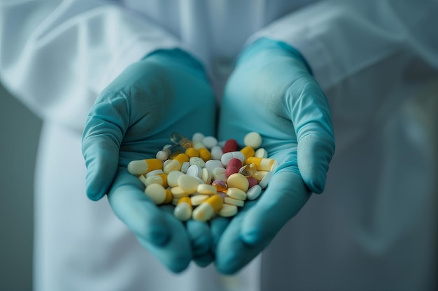 Person Holding Handful of Pills