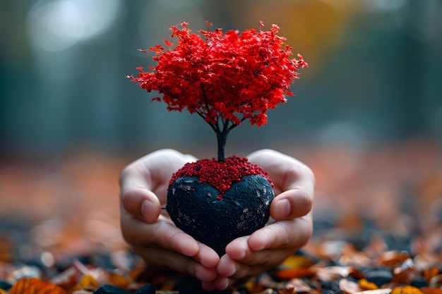 Photo person holding heart shaped plant