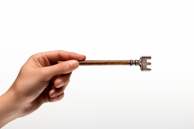 Person Holding a Key in Hand On a White or Clear Surface PNG Transparent Background