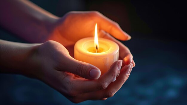 Person Holding Lit Candle