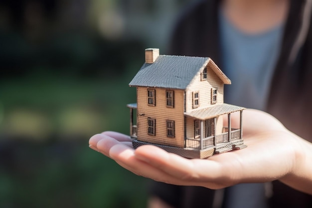 A person holding a model of a house