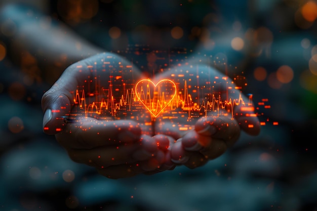 Photo person holding out hands with heart generative ai