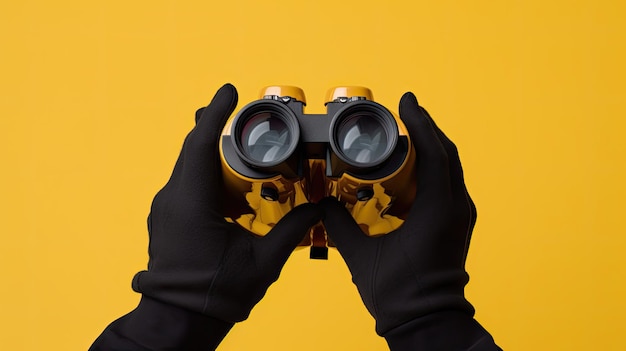 A person holding a pair of binoculars in their hands.