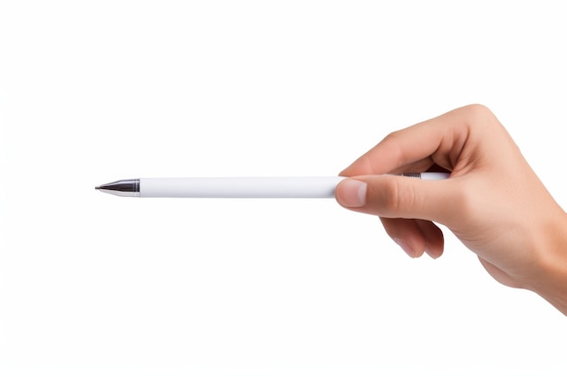 Person Holding Pen in Hand On a White or Clear Surface PNG Transparent Background