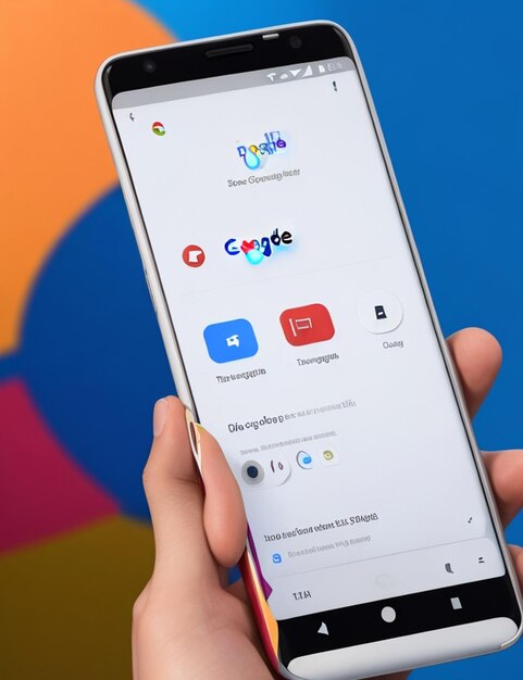 Photo a person holding a phone with the google logo on it