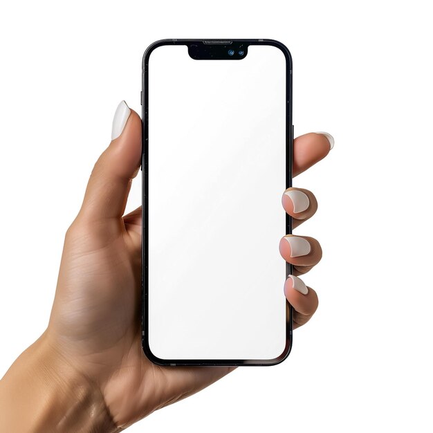 a person holding a phone with a white screen that says quot iphone quot