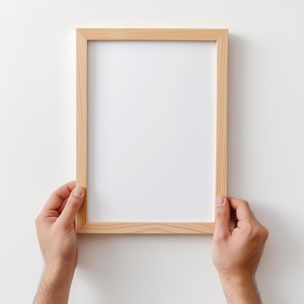 Photo a person holding a picture frame in their hands