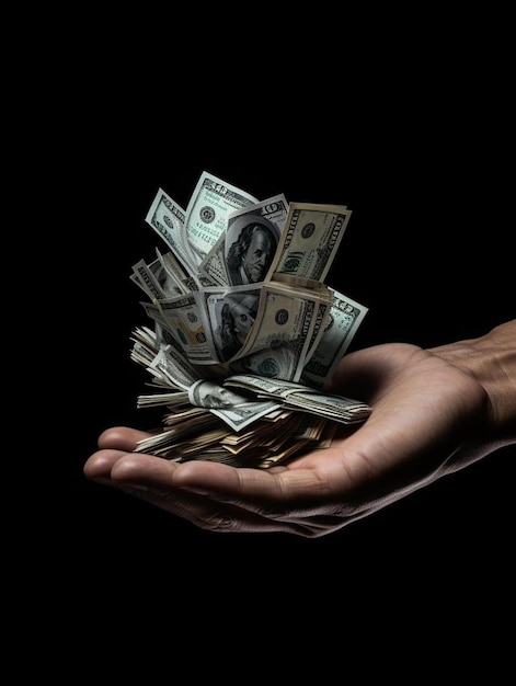 a person holding a pile of money in their hand