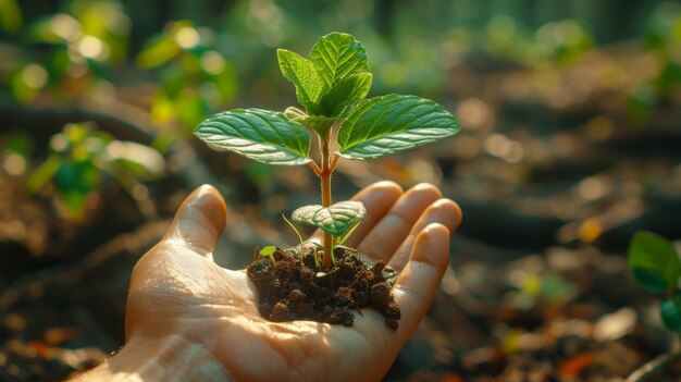 植物 を 手 に 持っ て いる 人