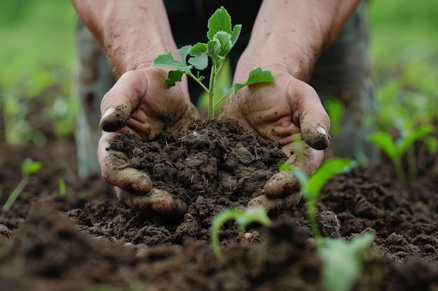 A person holding a plant in their hands