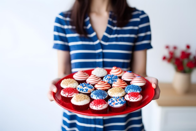 person holding a plate of delicious Independence Daythemed desserts