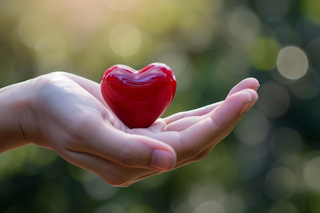 A person holding a red heartshaped object Generative AI