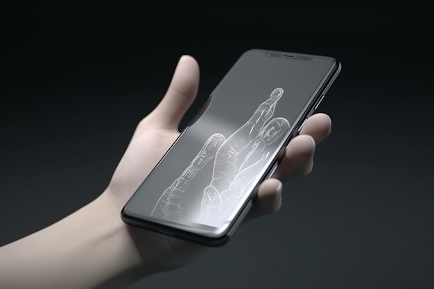 A person holding a samsung phone with the finger pointing up generative ai