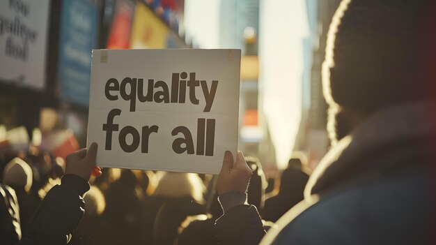 Photo a person holding a sign that says equal for all for all
