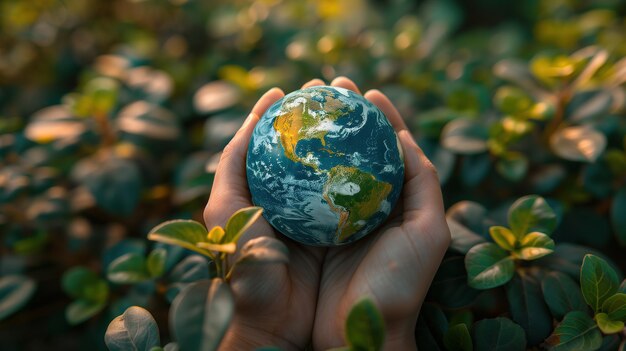 Person holding a small globe in their hands