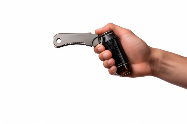 Photo person holding small knife on a white or clear surface png transparent background