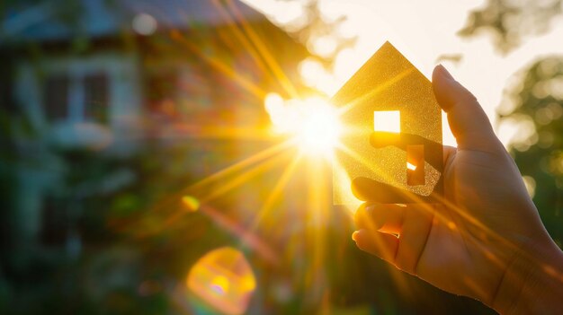 Photo a person holding a smart phone in front of a tree with the sun behind them