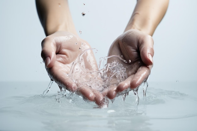 A Person Holding Their Hands In The Water