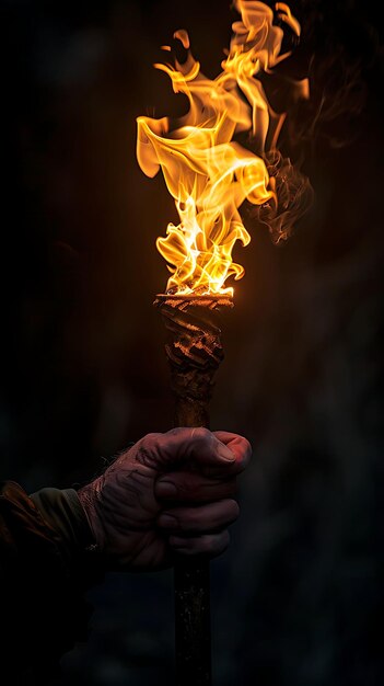 Photo a person holding a torch that has the number 12 on it