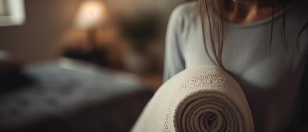 Photo a person holding a towel with a heart on it