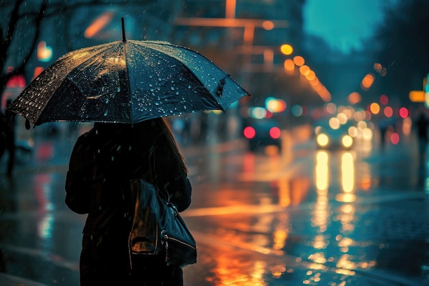 雨の中雨傘を握っている人が感謝の気持ちを示さずに歩き去ります