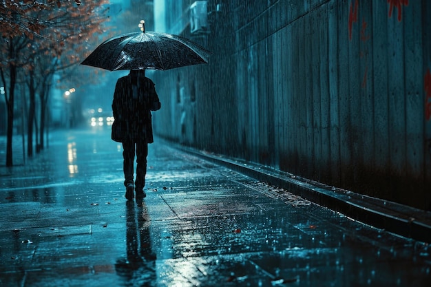 Photo a person holding an umbrella for others in the rain while they walk away without acknowledgment showcasing an ungrateful