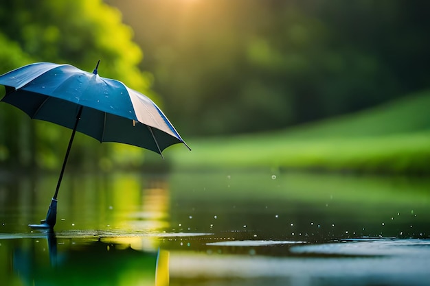 A person holding an umbrella in the rain