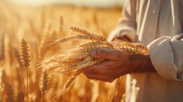 A person holding a wheat in their hand