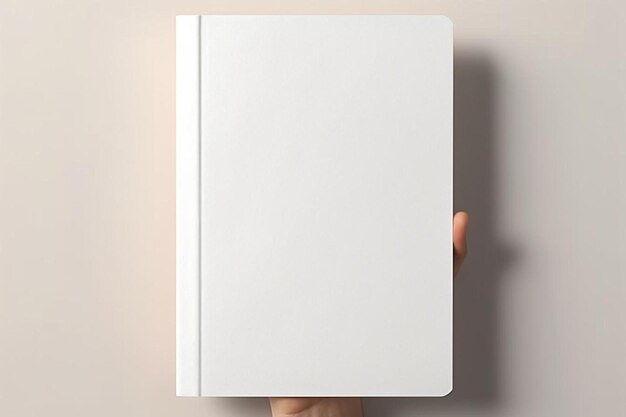 a person holding a white book in their hand