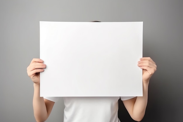 A person holding a white sign