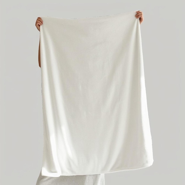 Photo a person holding a white towel over their head