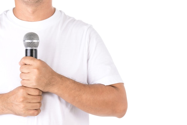 Person holding wireless microphone