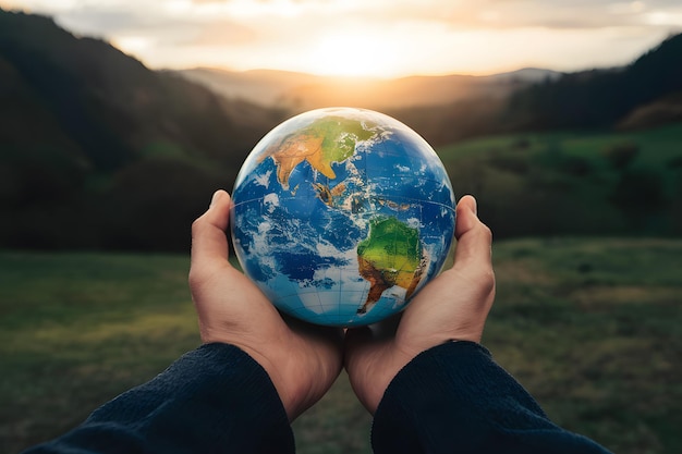 Person holds globe symbolizing global perspective and foresight for future