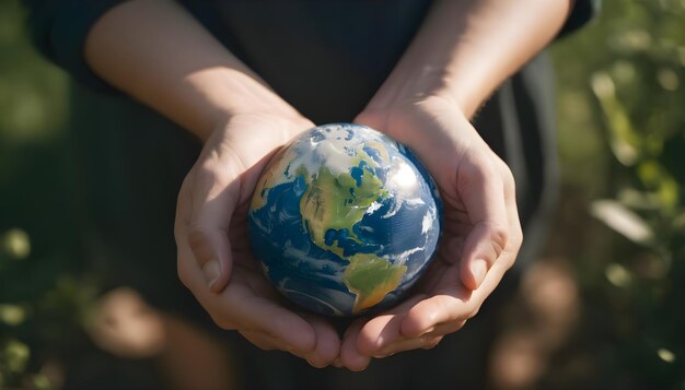 Photo a person holds a globe in their hands