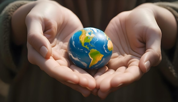 Photo a person holds a globe in their hands