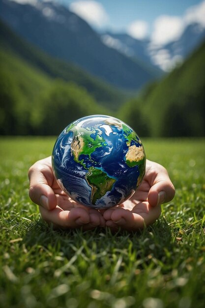 Photo a person holds a globe in their hands