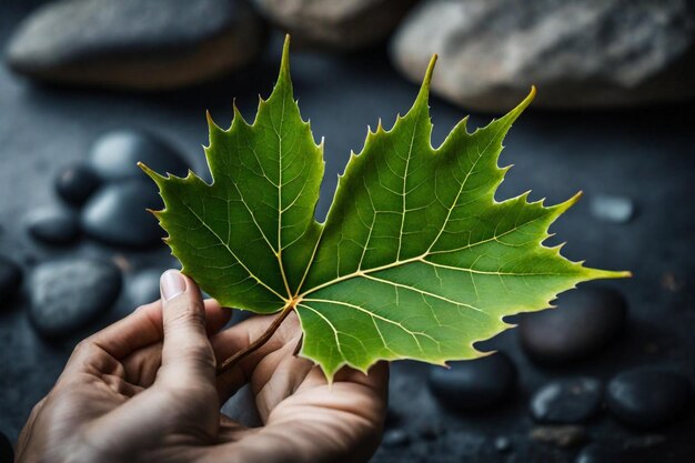 Photo a person holds a leaf that has the word oak on it