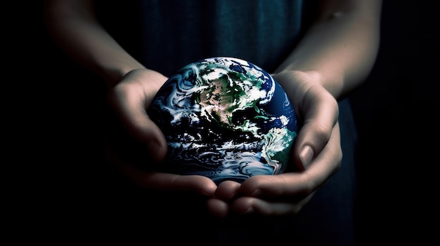 A person holds a planet in their hands.