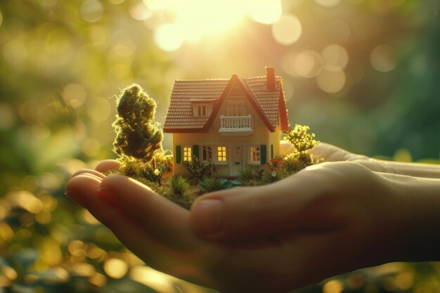 Person holds small model home in their hands