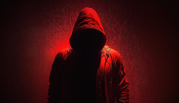 A person in a hooded jacket standing in the rain generative AI