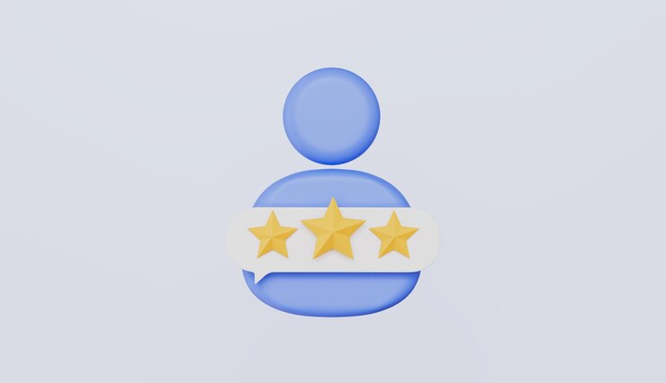Photo person icon with 3 gold stars service rating customer feedback customer rating concept