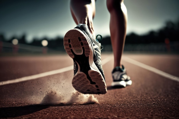 A person is about to start a race on a track.