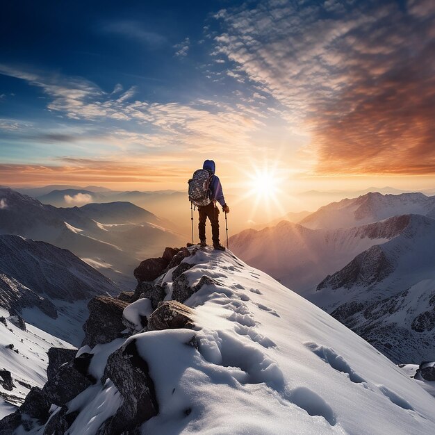 A person is climbing a rock with a rope