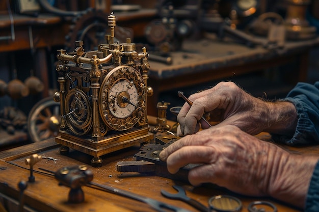 Foto una persona sta disegnando un orologio con una mano sul viso